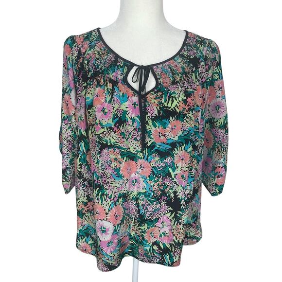 Yumi Kim Tops - Yumi Kim Silk Floral Blouse Top Size Large Boho Bold Classic Unique